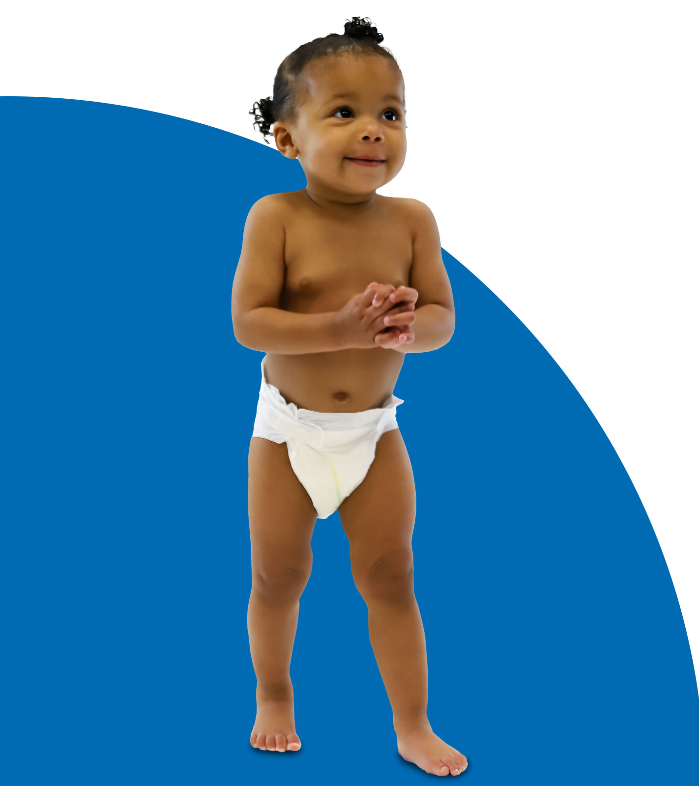 Baby standing on blue circle